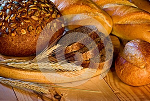 Assortment of baked bread photo