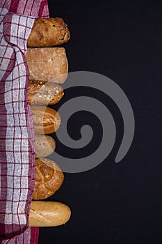 Assortment of baked goods on black table