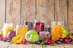 Assortment of berries and fruits jams