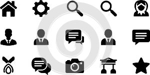 Assortment of Black Solid Icons for User Interface and Web Design symbol