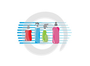 Assortment of bottles for cleaning products logo design illustration