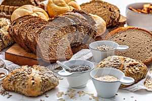 Assortment of bread, rolls and bakery products