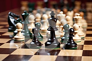 an assortment of chess pieces scattered on a chessboard