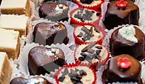 Assortment chocolate praline sweets