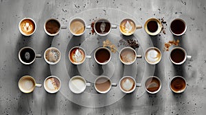 An Assortment of Coffee Types.AI generated image