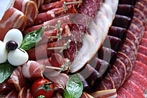 Assortment of cold meat and salami