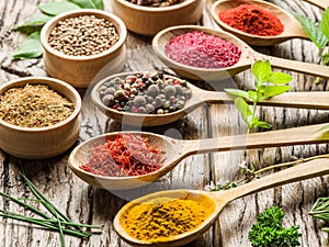 Assortment of colorful spices.