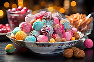 An assortment of colourful,sweets and candies.Unhealthy products. Assortment of fast carbohydrates food