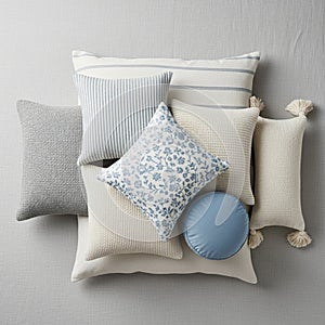 Assortment of decorative pillows in various