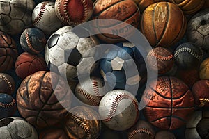 Assortment of Detailed Sports Balls Including Soccer, Basketball, and Baseball in Vibrant Colors