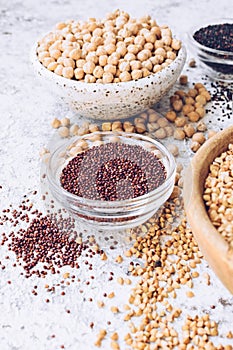 Assortment of different cereals and seeds