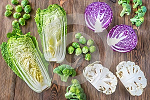 Assortment of different Cruciferous vegetables