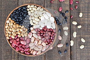 Assortment of different types of beans photo