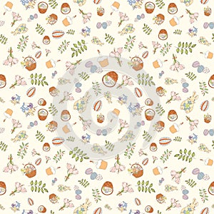 Assortment Easter seamless pattern