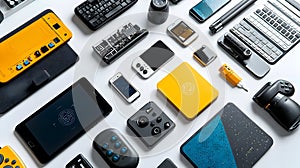 Assortment of electronic gadgets and accessories