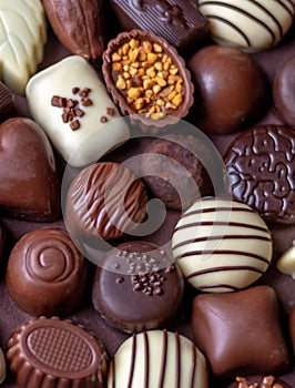 assortment of fancy chocolates close up