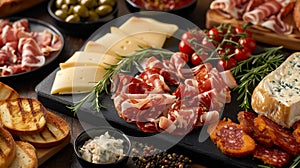 Assortment of fine cheeses and deli meats, perfect for entertaining