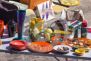 Assortment of flea market in USA in spring