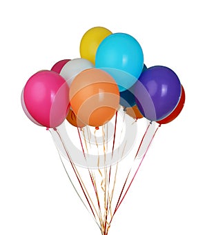 Assortment of floating party balloons - isolated