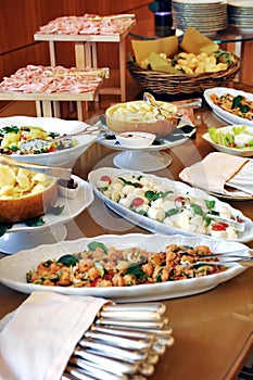 Assortment of food on a cold buffet