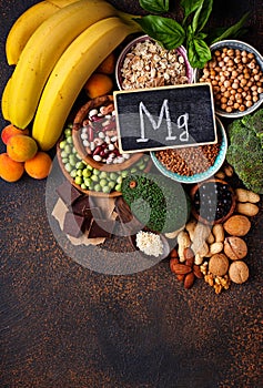 Assortment of food containing magnesium