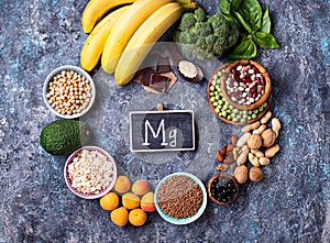 Assortment of food containing magnesium