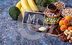 Assortment of food containing magnesium