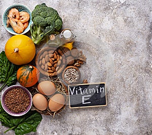 Assortment food sources of vitamin E