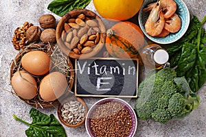 Assortment food sources of vitamin E