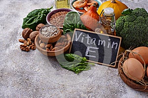 Assortment food sources of vitamin E