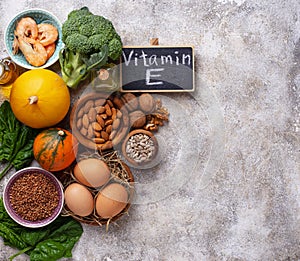 Assortment food sources of vitamin E