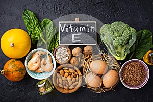 Assortment food sources of vitamin E