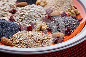 Assortment of fresh dried seeds Used as ingredients in cooking.