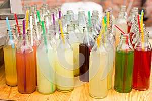 Assortment of fresh fruit juice for sale