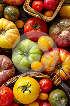 Assortment of Fresh Heirloom Tomatoes photo