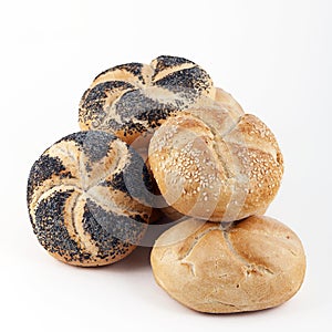 Assortment of fresh Kaiser rolls