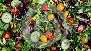 Assortment of Fresh Salads with Vibrant and Healthy Ingredients