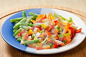 Frozen vegetables on the plate