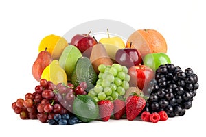 Assortment of fruit isolated on white background