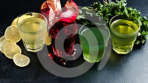 Assortment georgian nonalcoholic refreshing drinks photo