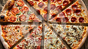 Assortment of Handcrafted Artisan Pizza Slices with Array of Toppings