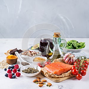 Assortment of healthy food low cholesterol