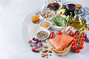 Assortment of healthy food low cholesterol