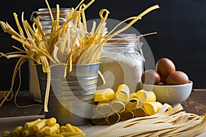 Assortment of homemade fresh egg pasta