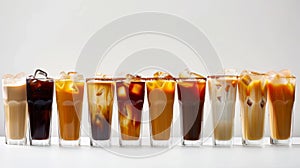 The Assortment of Iced Coffees.AI generated image