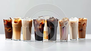 The Assortment of Iced Coffees.AI generated image