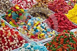 Assortment of jellied colored sweets as a product