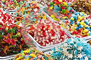 Assortment of jellied colored sweets as a product