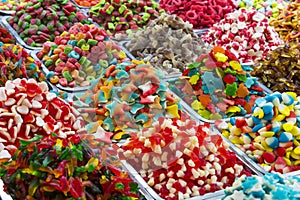 Assortment of jellied colored sweets as a product