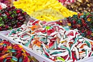 Assortment of jellied colored sweets as a product